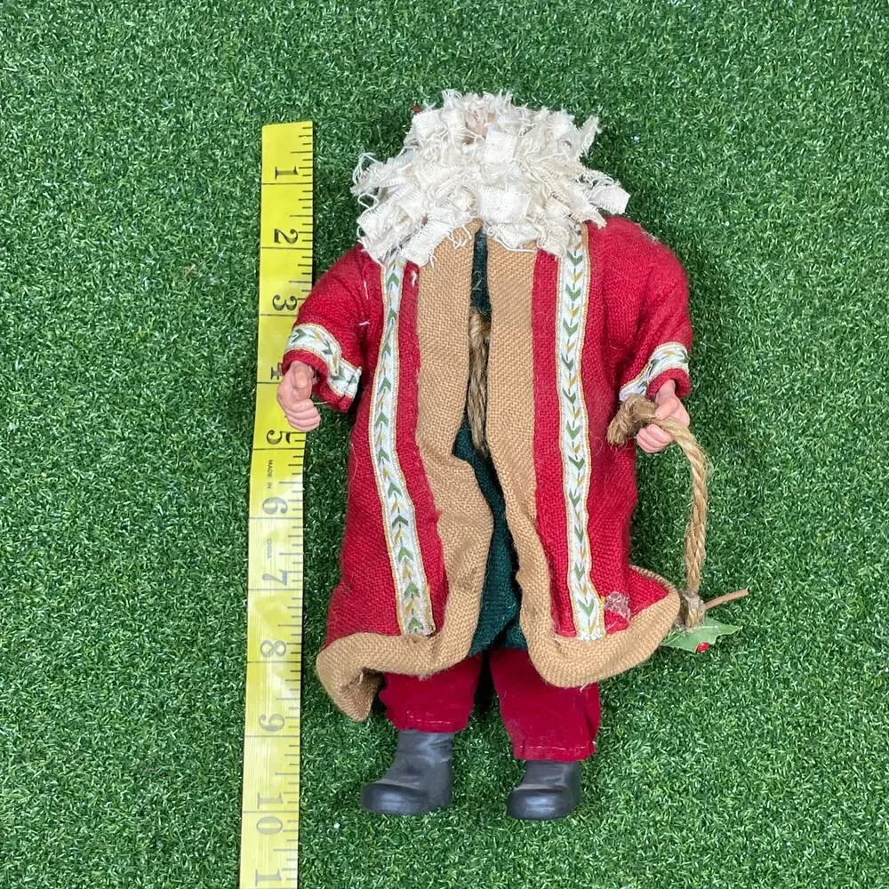 Vintage Handcrafted Rustic Christmas Santa Claus Fabric Doll 10